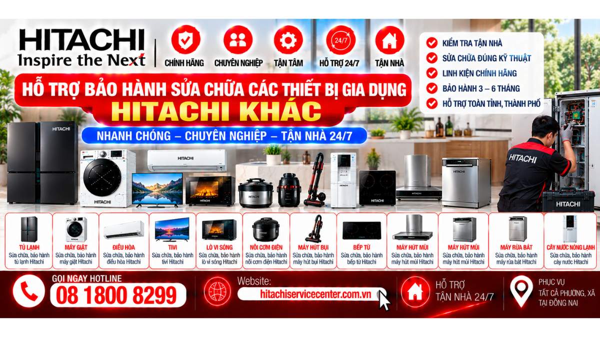 Hỗ trợ bảo hành sửa chữa các thiết bị gia dụng Hitachi khác https://hitachiservicecenter.com.vn/ Hotline: 08 1800 8299