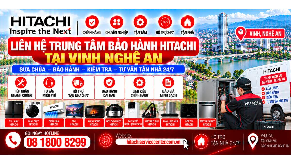 Liên hệ Trung Tâm Bảo Hành Hitachi Tại Vinh Nghệ An https://hitachiservicecenter.com.vn/ Hotline: 08 1800 8299