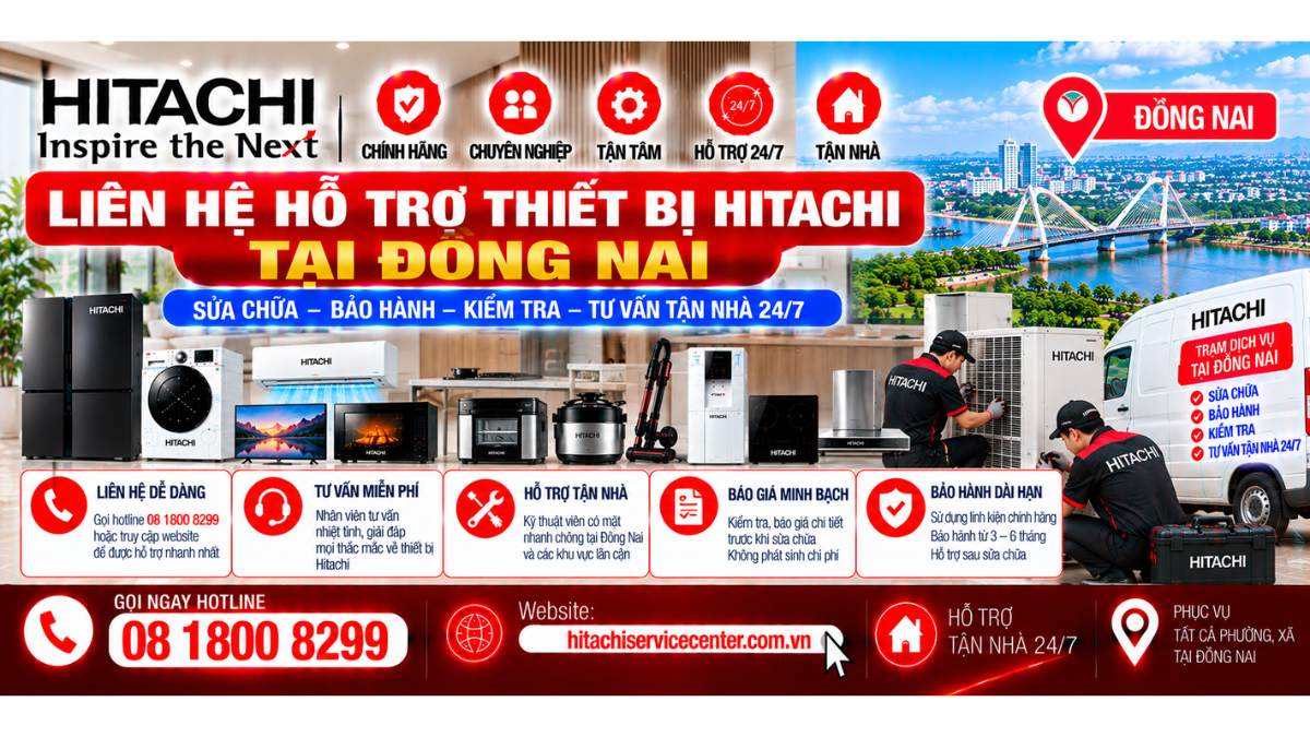 Liên hệ hỗ trợ thiết bị Hitachi tại Đồng Nai https://hitachiservicecenter.com.vn/ Hotline: 08 1800 8299