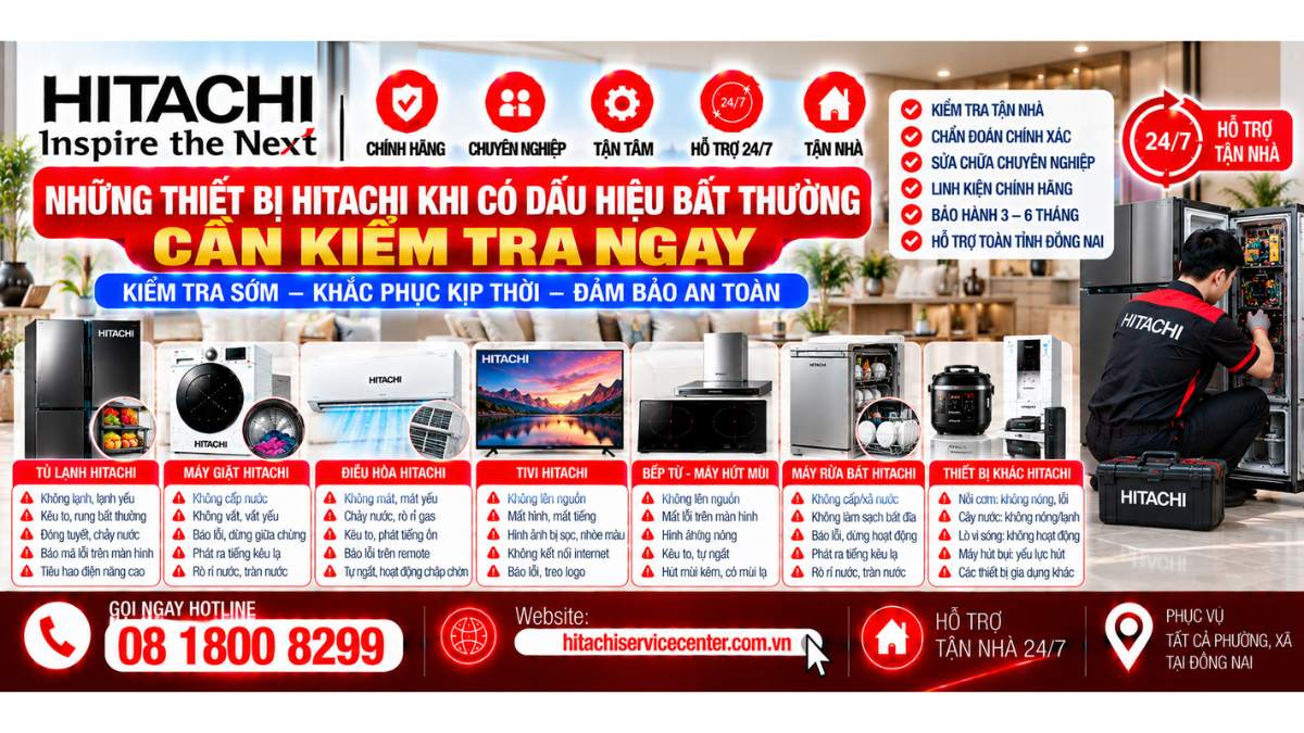 Những thiết bị Hitachi khi có dấu hiệu bất thường cần kiển tra ngay https://hitachiservicecenter.com.vn/ Hotline: 08 1800 8299