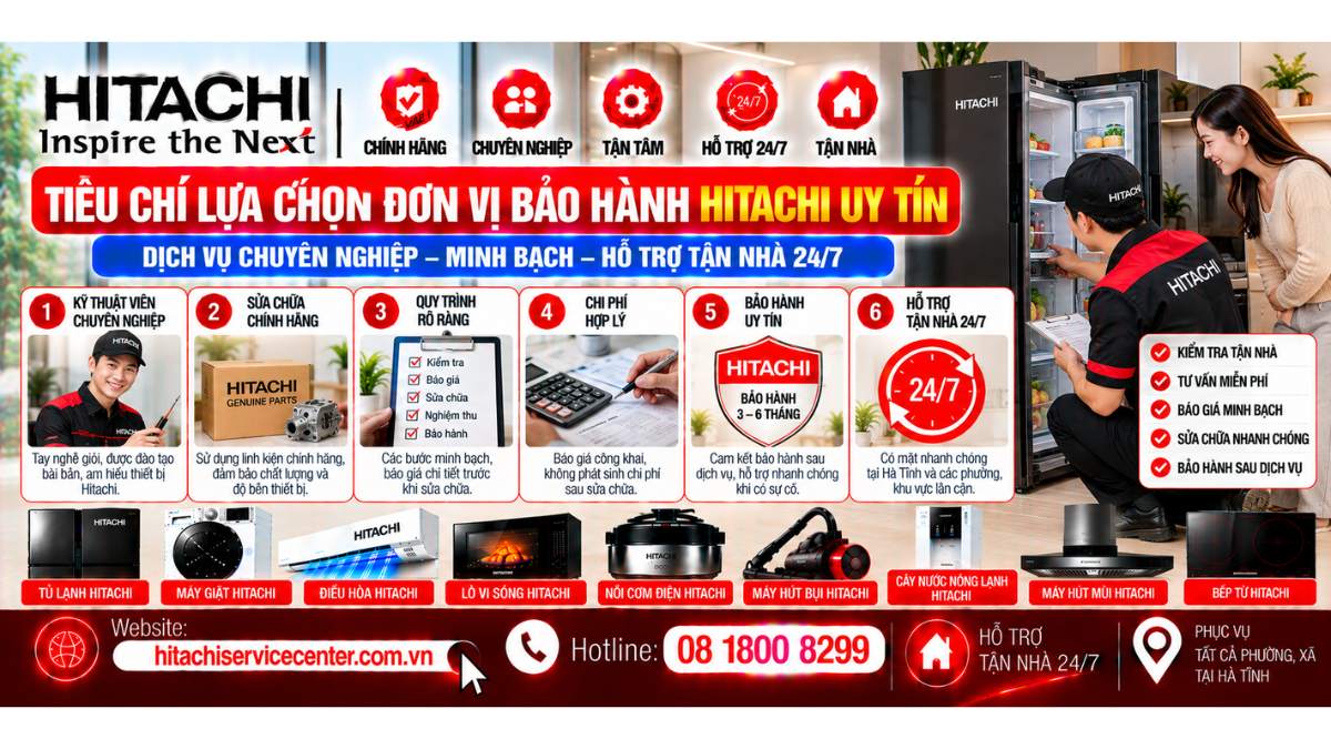 Tiêu chí lựa chọn đơn vị bảo hành Hitachi uy tín https://hitachiservicecenter.com.vn/ Hotline: 08 1800 8299
